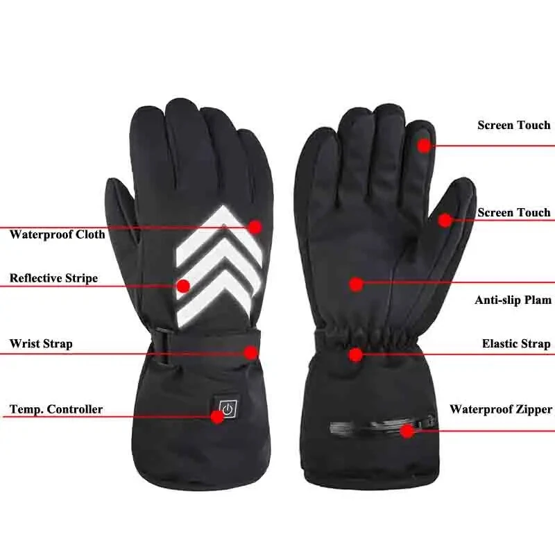 (image for) TENGOO Electric Heated Gloves Waterproof Winter Gloves Heated Ski Gloves Warm Touching Screen Gloves Keep Warm Outdoor Motorcycle Gloves Thermal Gloves Battery Heated Gloves